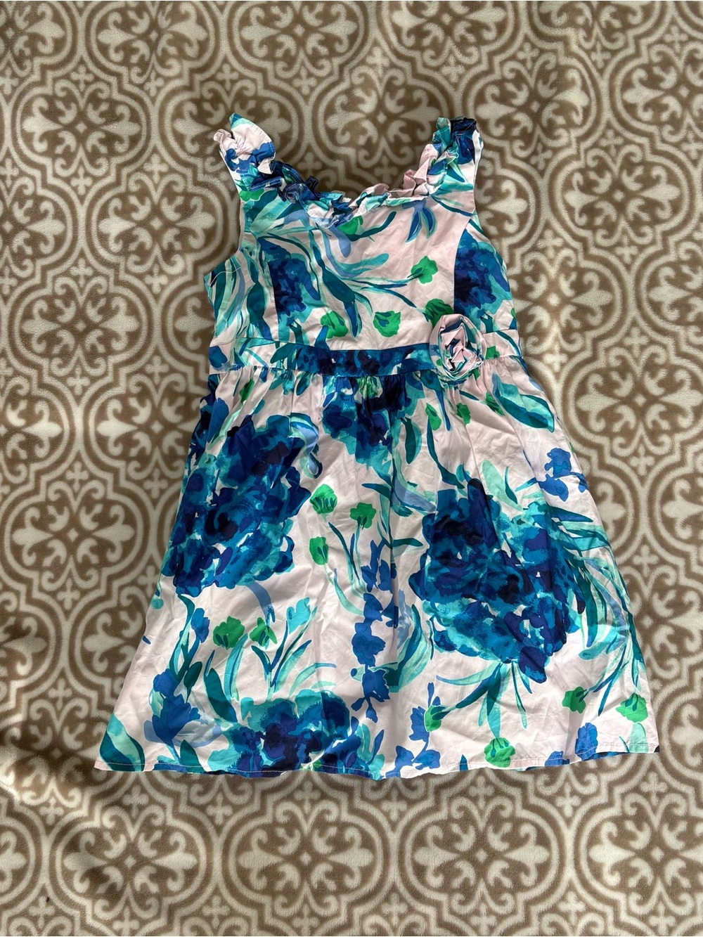 Lilly Pulitzer Blue and Green Floral Sundress for Girls